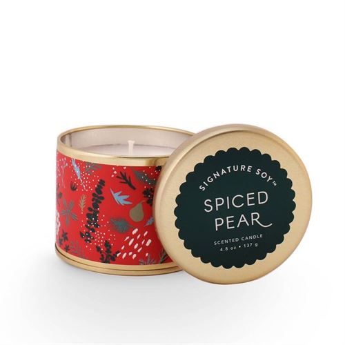 Small Round Tin Jar Candle Spiced Pear Signature Soy